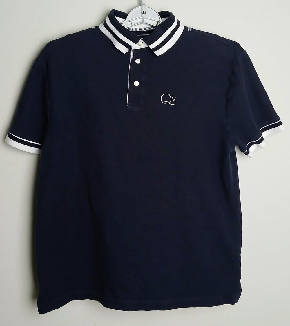 Cunard Queen Victoria Cruise Polo Shirt Men Large L Blue Pique Embroidered QV